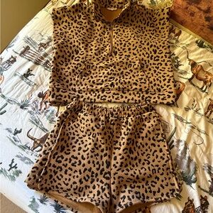 Entro Leopard Print Top and Shorts Set